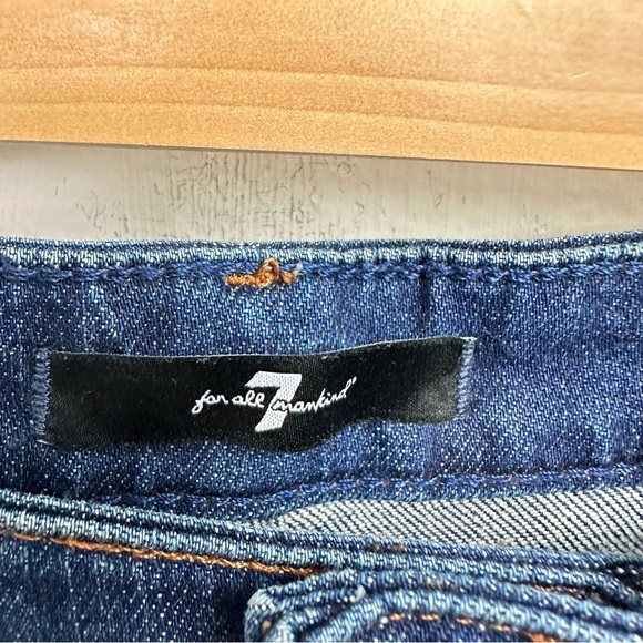 7Fam Jeans Mid Rise Straight Dark Wash Jeans Size 30 - Picture 5 of 11